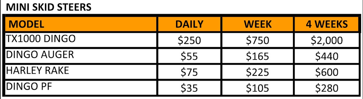 Mini Skid Steer Rental Rates